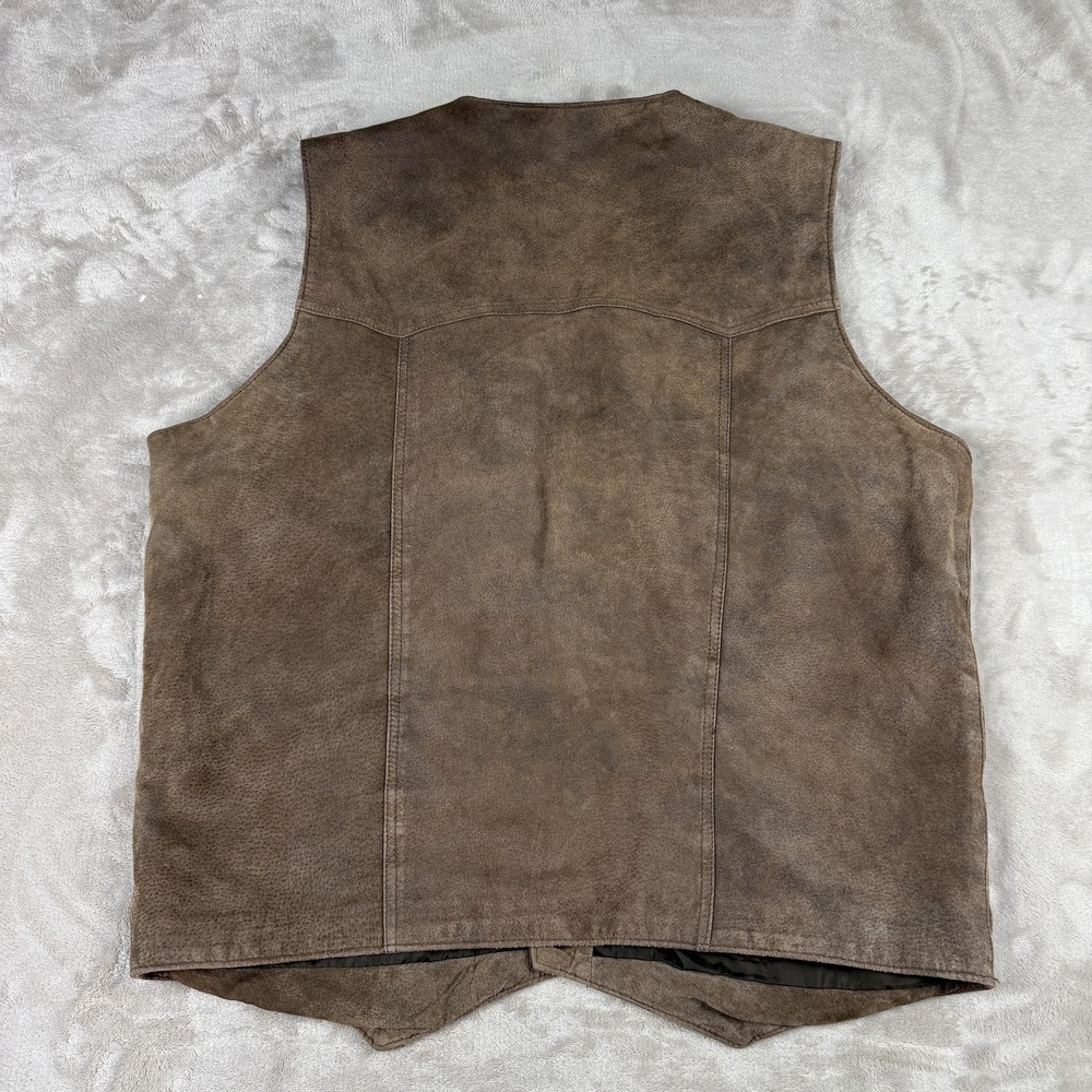 Cripple Creek Vest Mens XL Brown Leather Western Snap Front Biker Lined - Picture 7 of 7